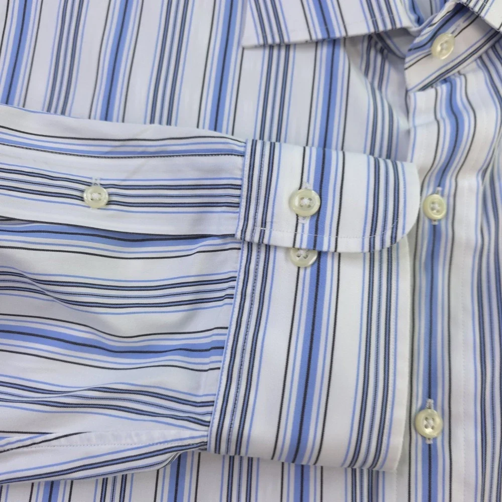 Polo Ralph Lauren Shirt 2XL 18 White Blue Striped Long‎ Sleeve Button Up Cotton
